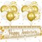 Happy Anniversary Decorations - Banner, White Gold with 18pcs Balloons & Confetti Set (White Gold Happy Anniversary)